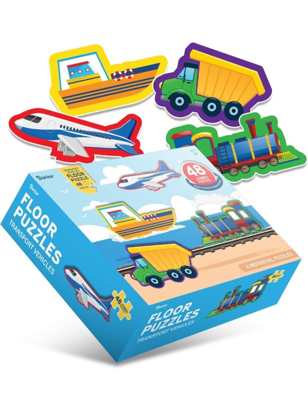 4-in-1 Transport Vehicles Jigsaw Puzzles for Kids – 48 Pieces, Educational Toy